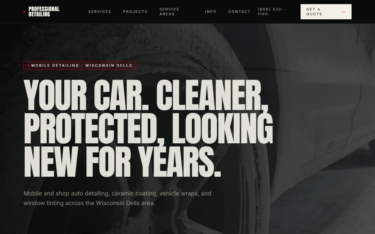 Dells Pro Detail homepage screenshot