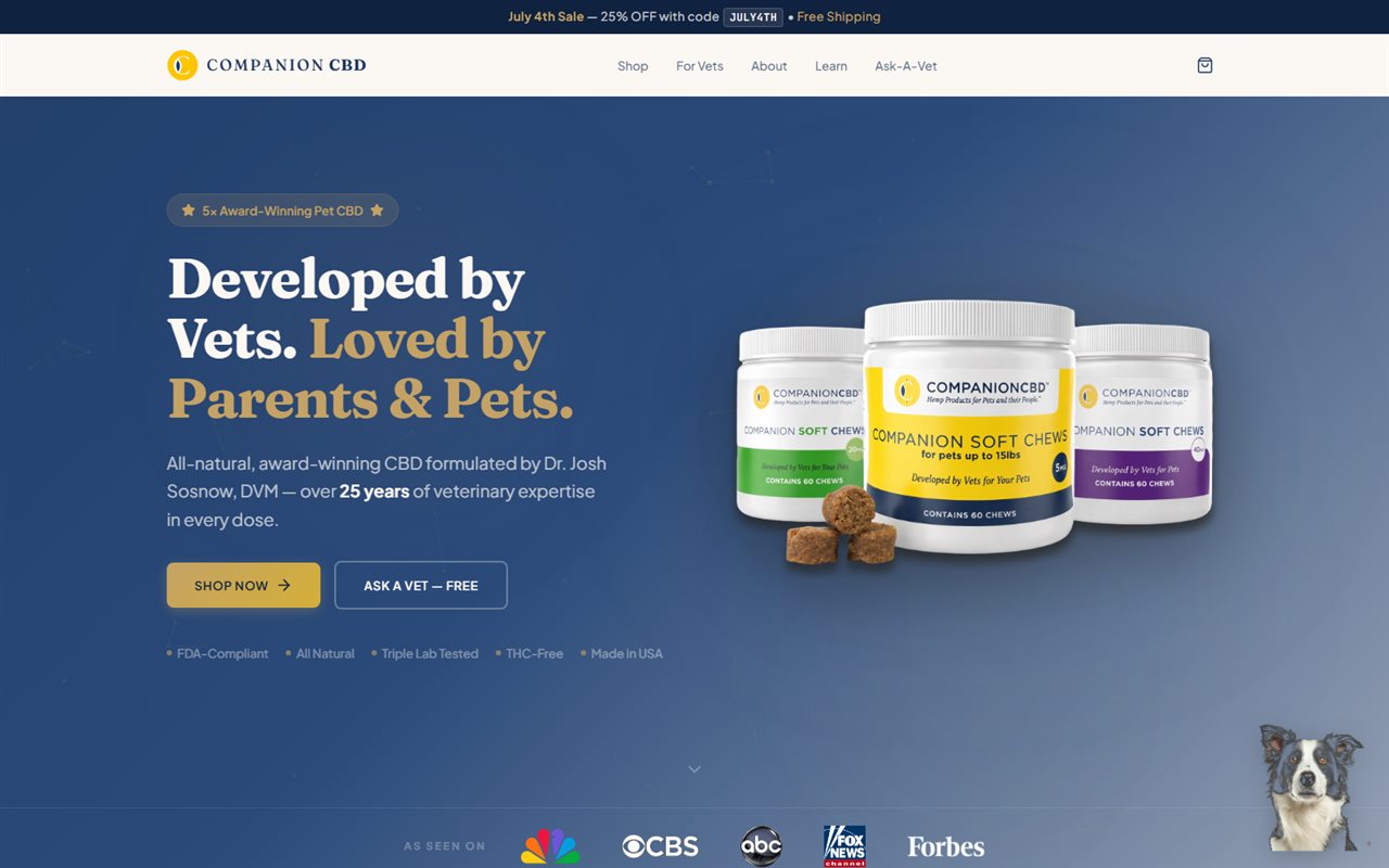 Companion CBD ecommerce homepage screenshot