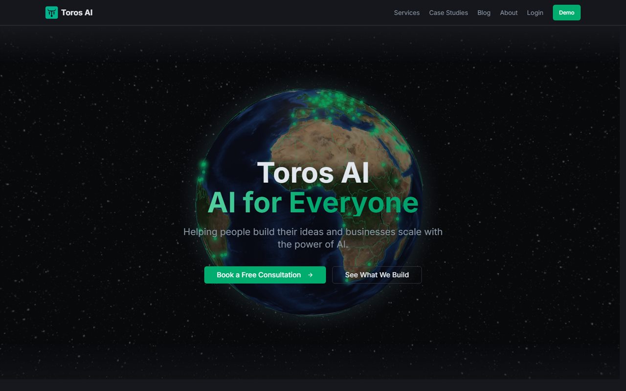 Toros AI homepage screenshot